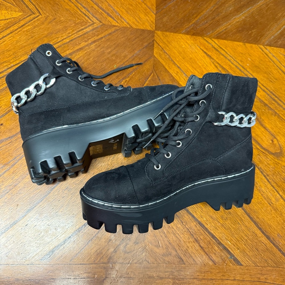BAMBOO Pantages-01 Lace-up platform chunky heels ankle punk boots - Picture 2 of 6